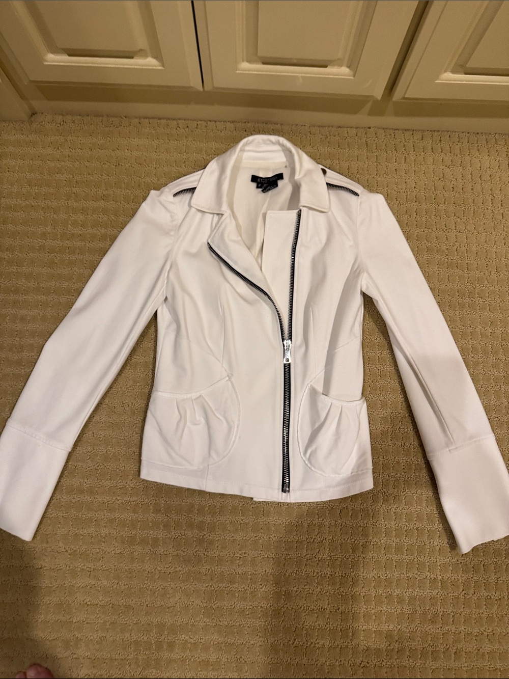 Etcetera White Asymmetric Zip Viscose Jacket